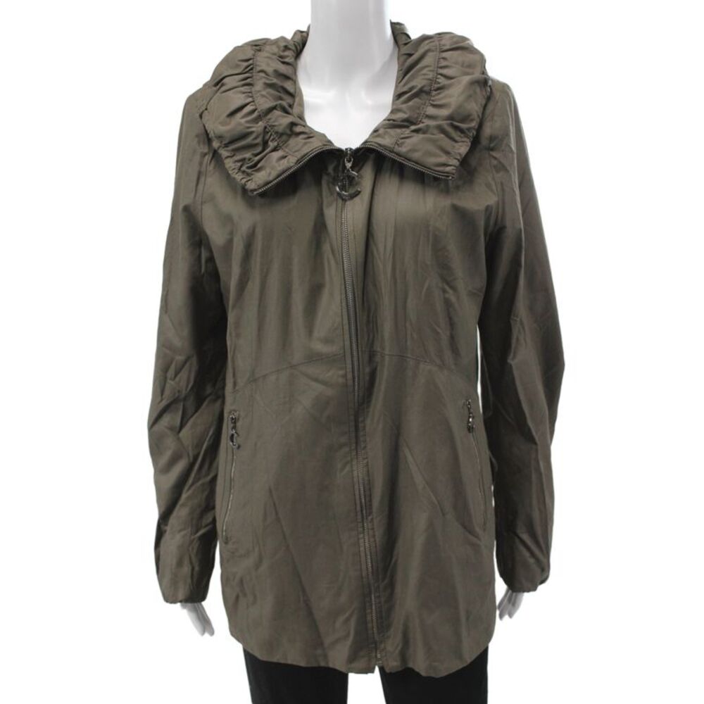 Creenstone Women Raincoat Windbreaker Green Zip High Neck Size 42